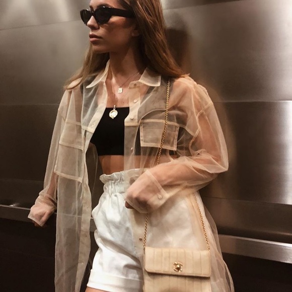 GORGEOUS ZARA NWT Tulle Blouse w Pockets - Picture 7 of 8